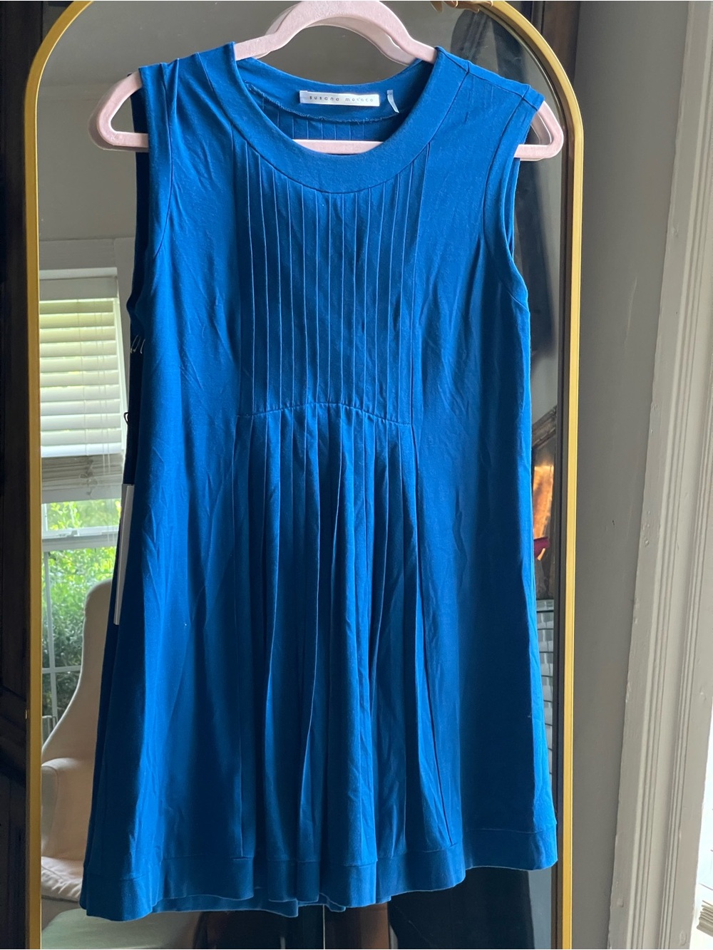 Susana Monaco NWT Royal Blue Sleeveless Pleated Jersey Tunic Mini Dress